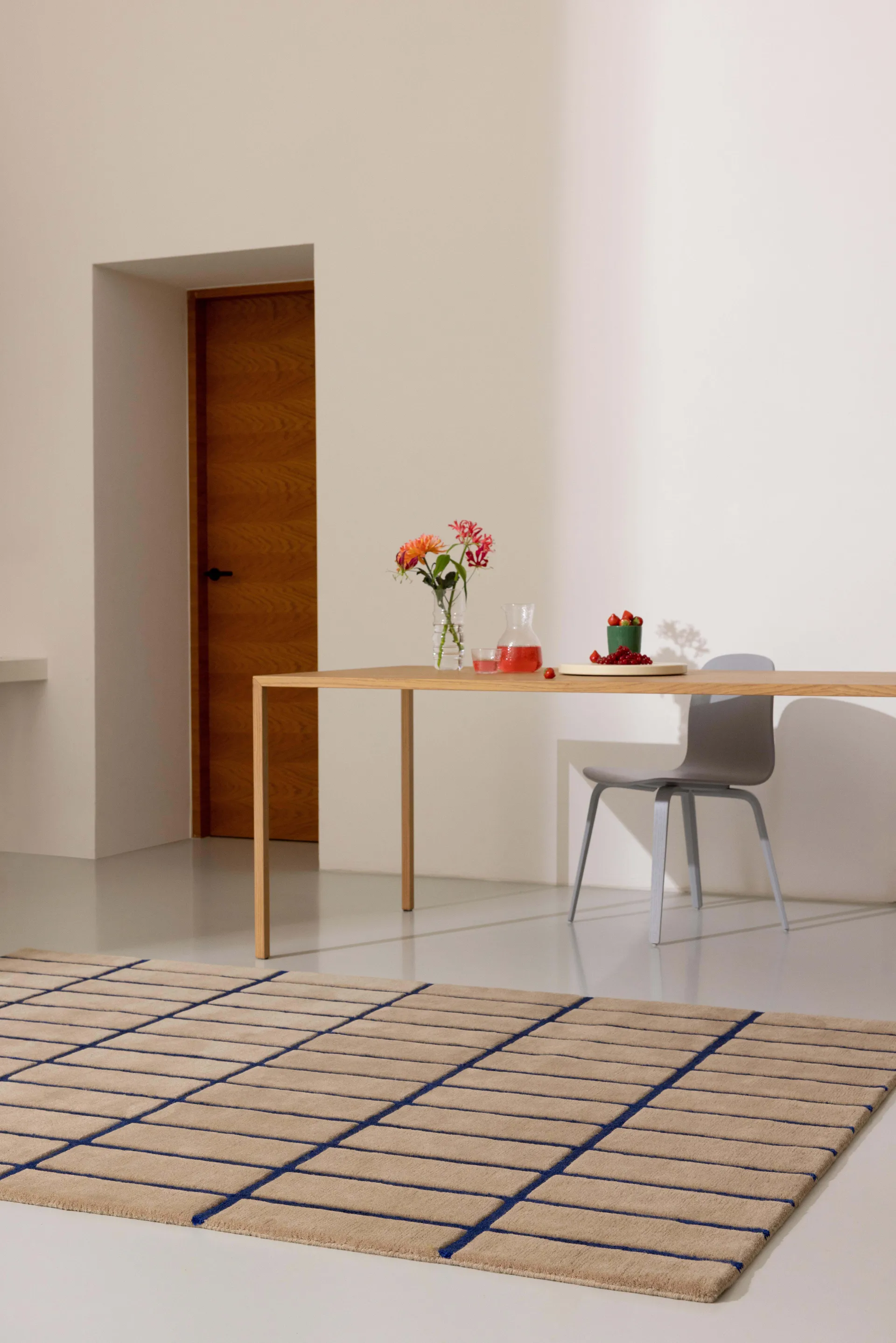 Tiiliskivi uldtæppe, Bright Blue, 250x350 cm Marimekko