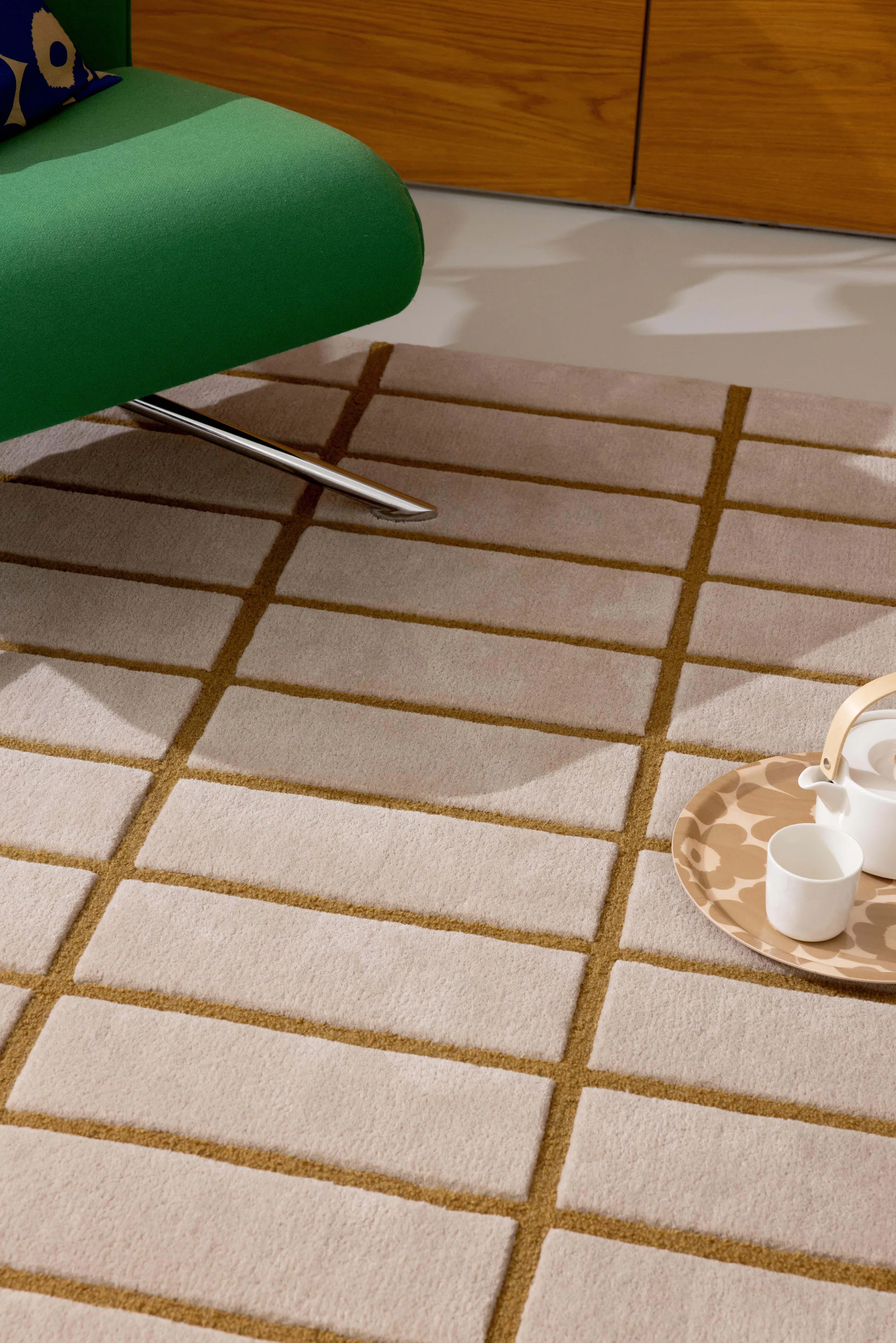 Tiiliskivi uldtæppe, Bronze Yellow, 200x280 cm Marimekko