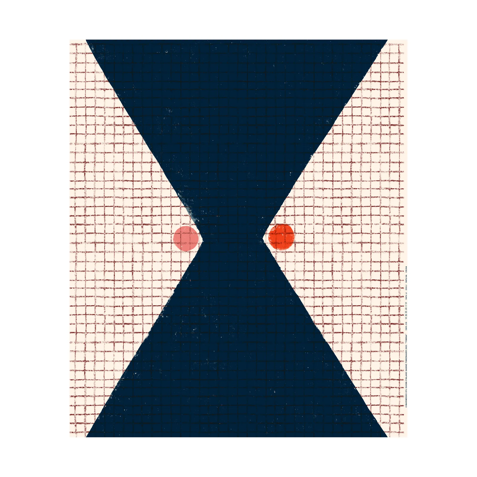 Tomina stof bomuld, Cotton-blue-red Marimekko