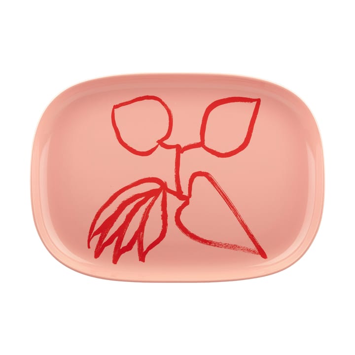 Ukonhattu serveringsfad 23x32 cm - Salmon red-tomato red - Marimekko