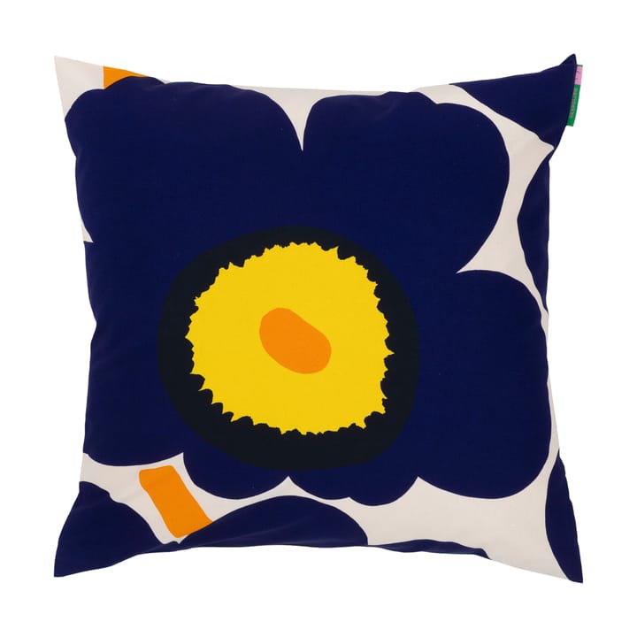 Unikko 60-års jubilæum pudebetræk 50x50 cm - Cotton-d. blue-yellow-orange - Marimekko