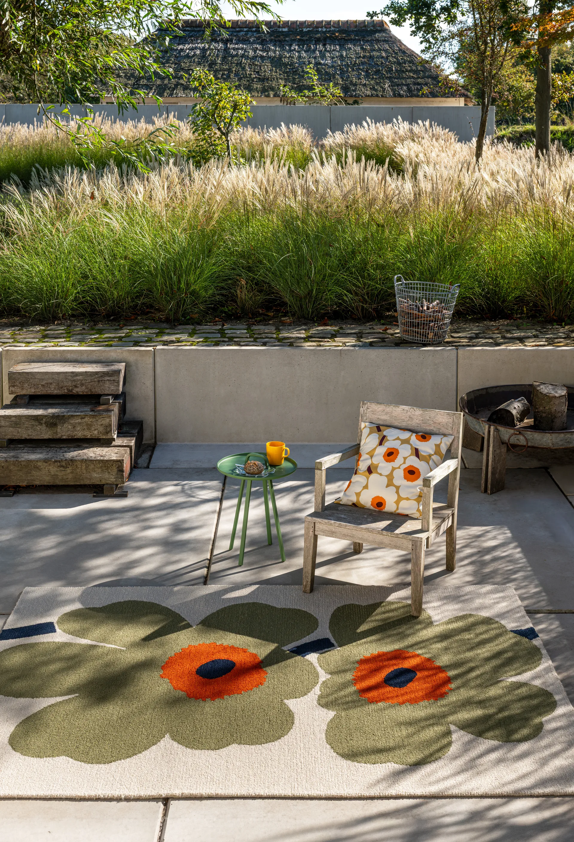 Unikko anniversary tæppe outdoor, Dusty green, 140x200 cm Marimekko