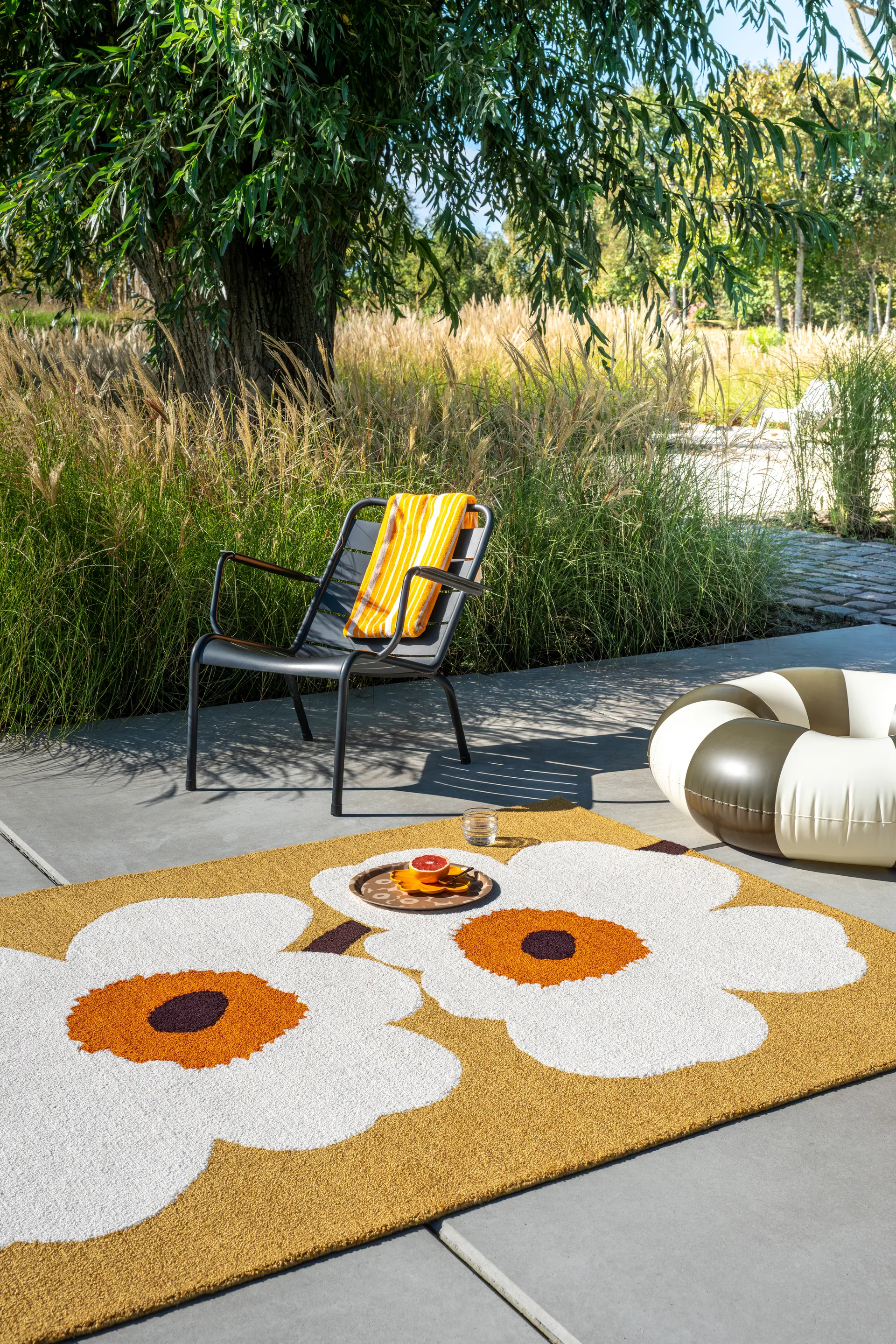 Unikko anniversary tæppe outdoor, Honey, 140x200 cm Marimekko