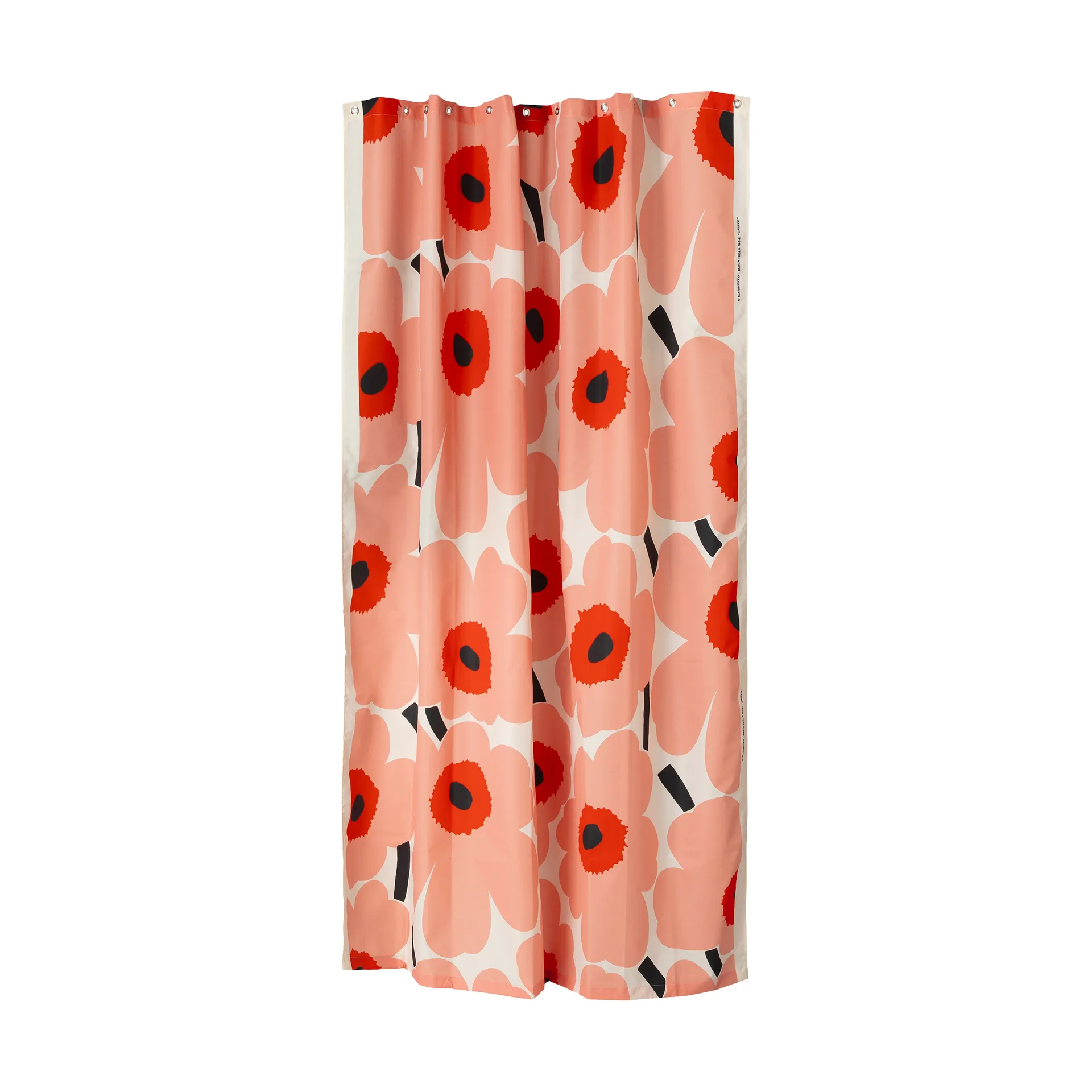 Unikko badeforhæng, Offwhite-coral-red-charcoal Marimekko
