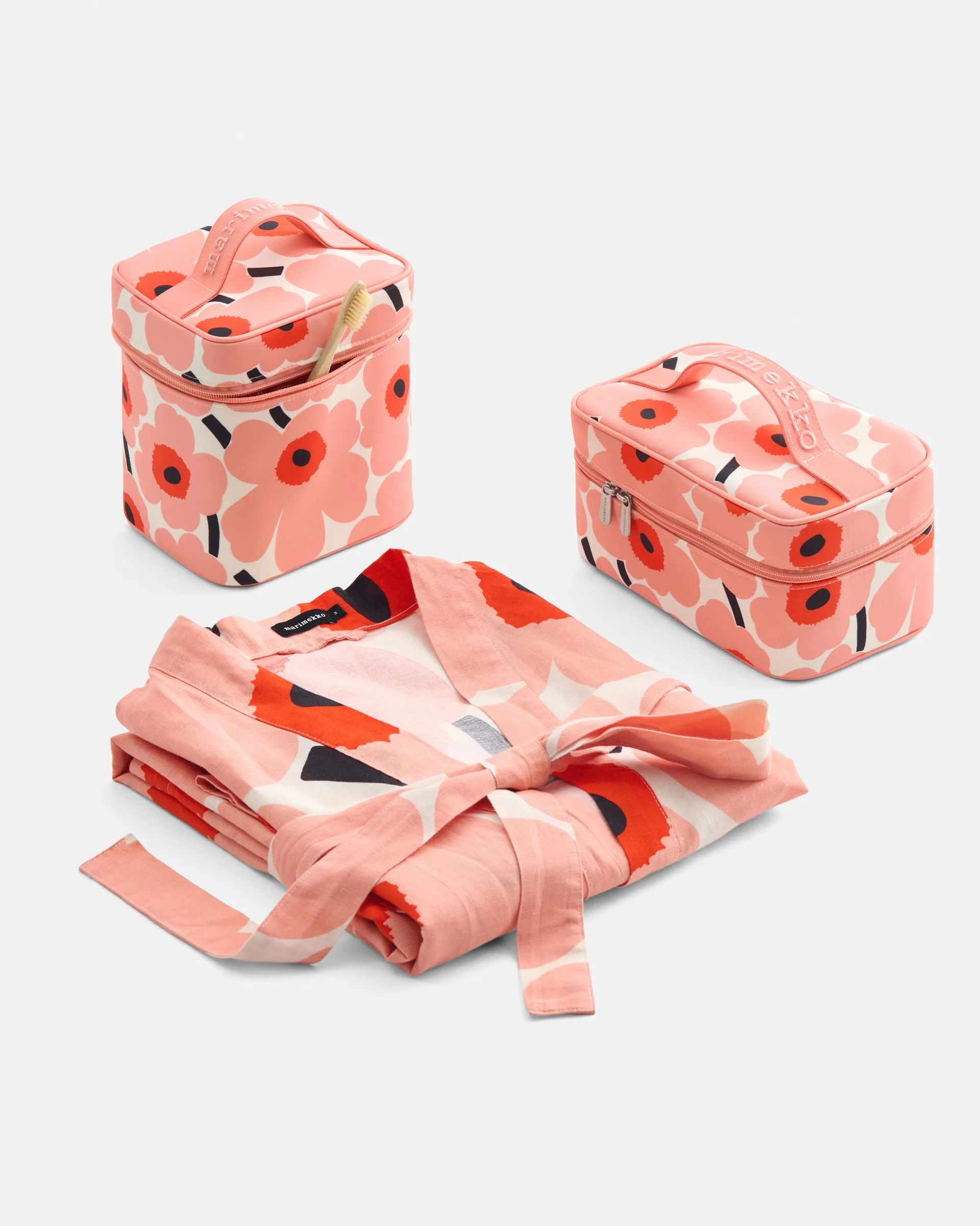 Unikko badekåbe S/M, Off white-coral-orange red-charcoal Marimekko