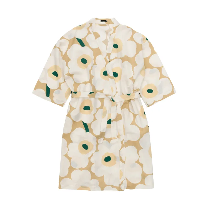 Unikko badekåbe S/M - Sand-off white-hay-emerald, L/XL - Marimekko