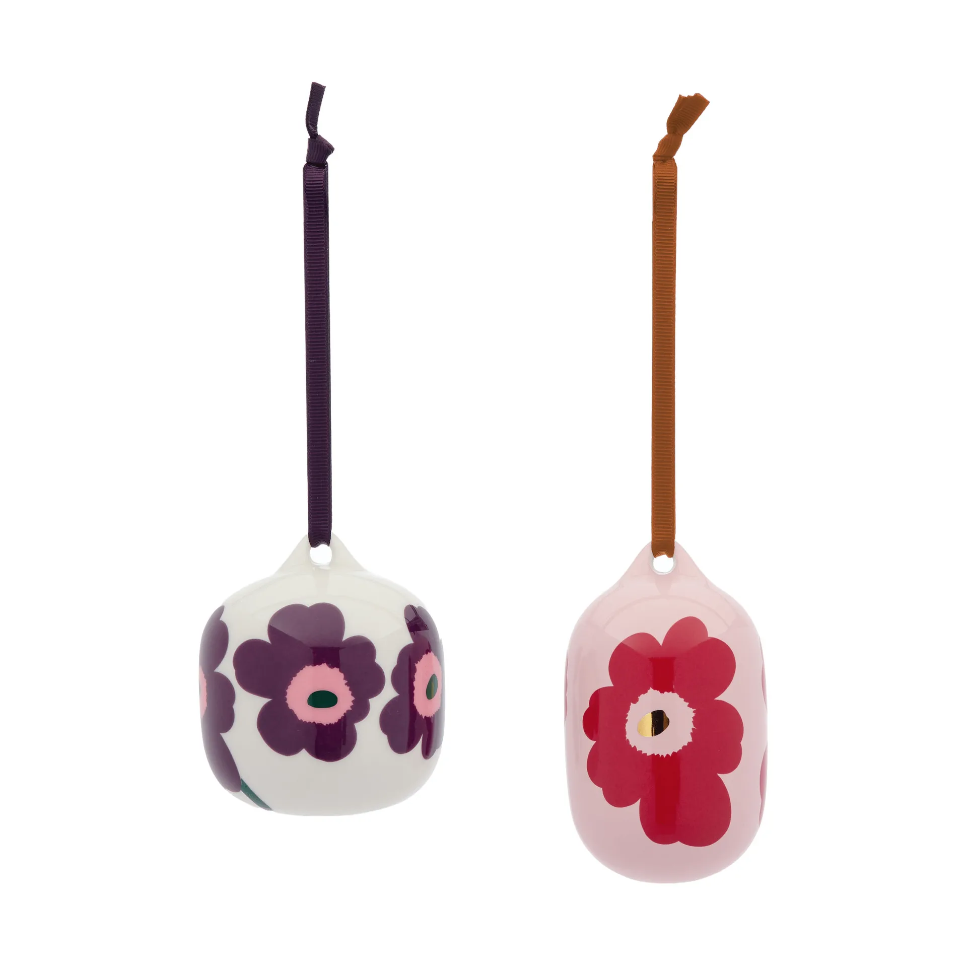 Unikko dekorationsophæng, Pink-cranberry-white-plum, 2 dele Marimekko