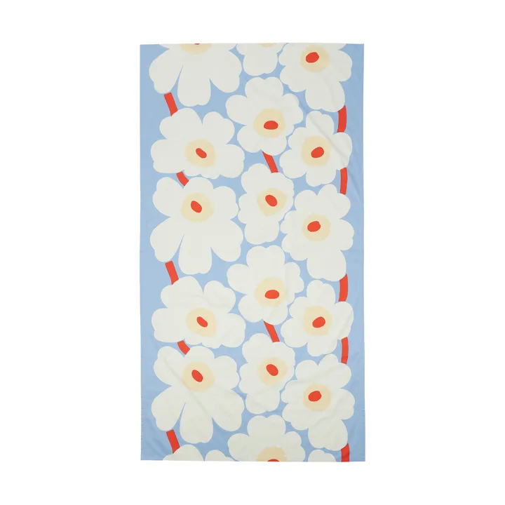 Unikko dug - Light blue-off white-melon-orange red, 135x250 cm - Marimekko