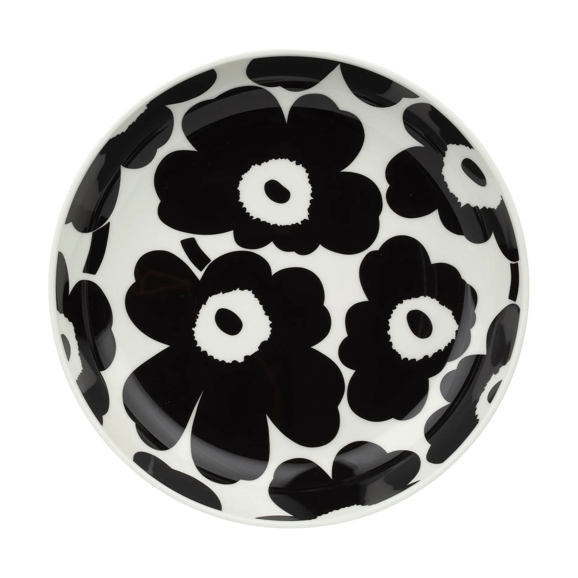 Unikko dyb tallerken Ø20,5 cm, Black-white Marimekko