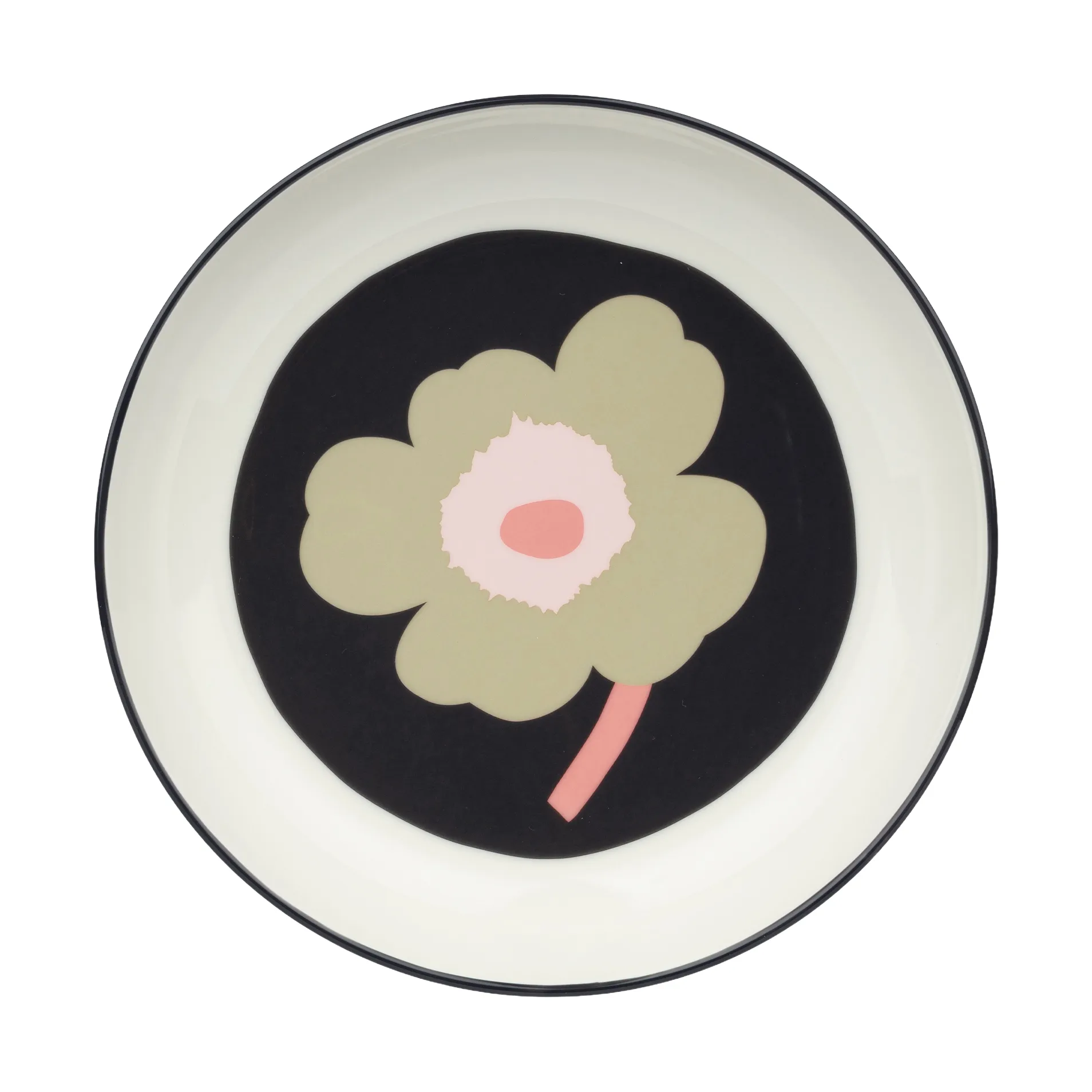 Unikko dyb tallerken Ø20,5 cm, Off white-charcoal-sand-pink Marimekko