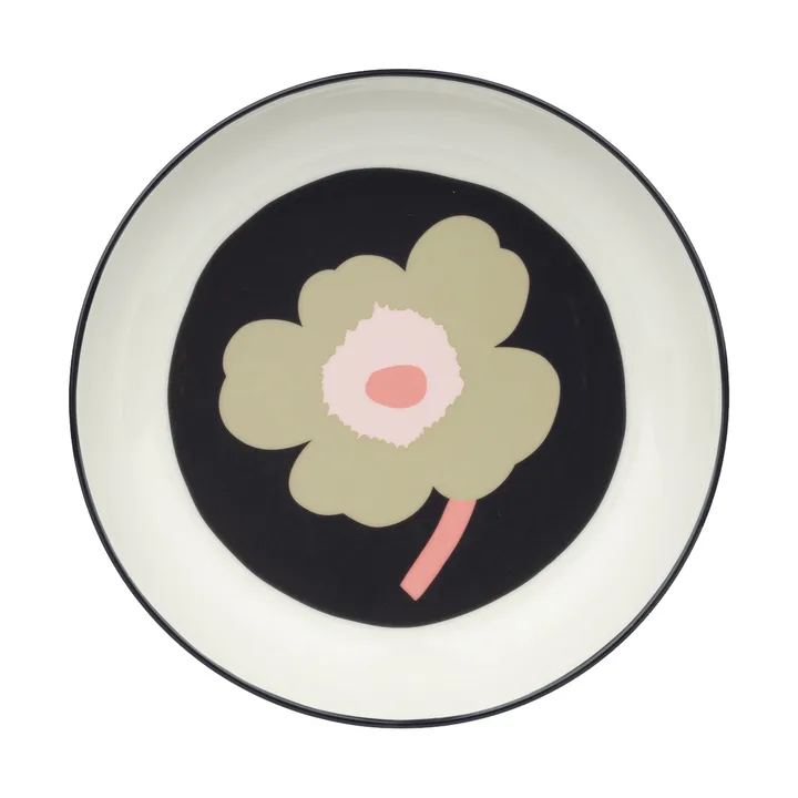 Unikko dyb tallerken Ø20,5 cm - Off white-charcoal-sand-pink - Marimekko