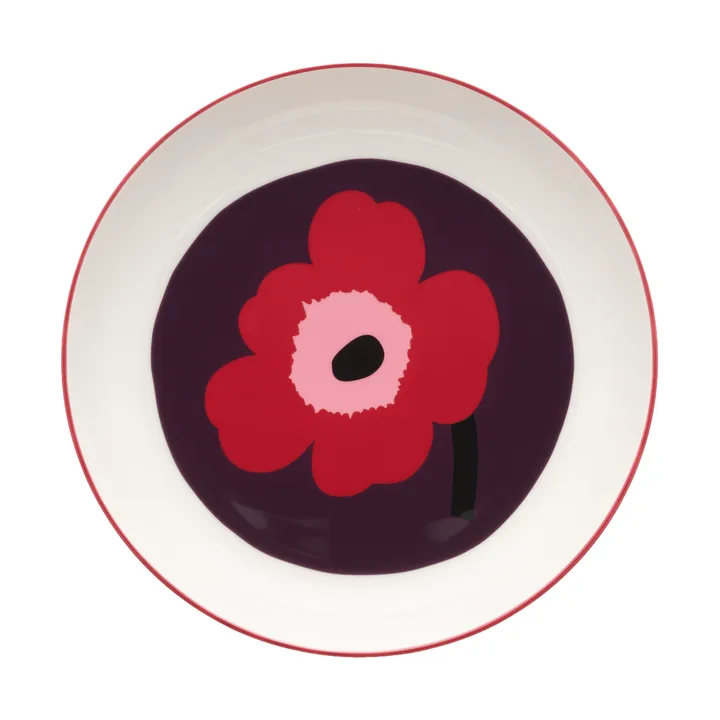 Unikko dyb tallerken Ø20,5 cm - White-plum-cranberry-pink - Marimekko