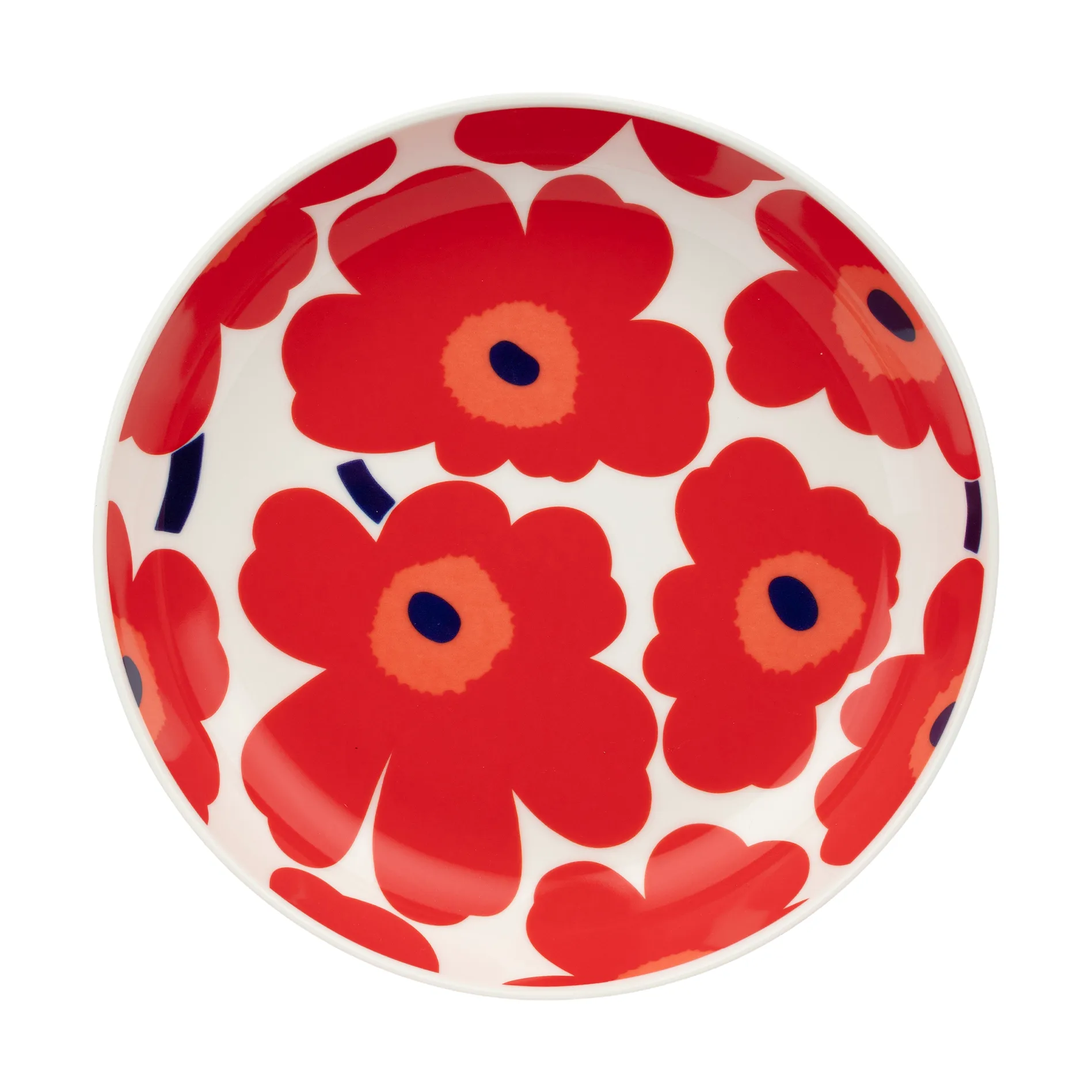 Unikko dyb tallerken Ø20,5 cm, White-red-blue Marimekko