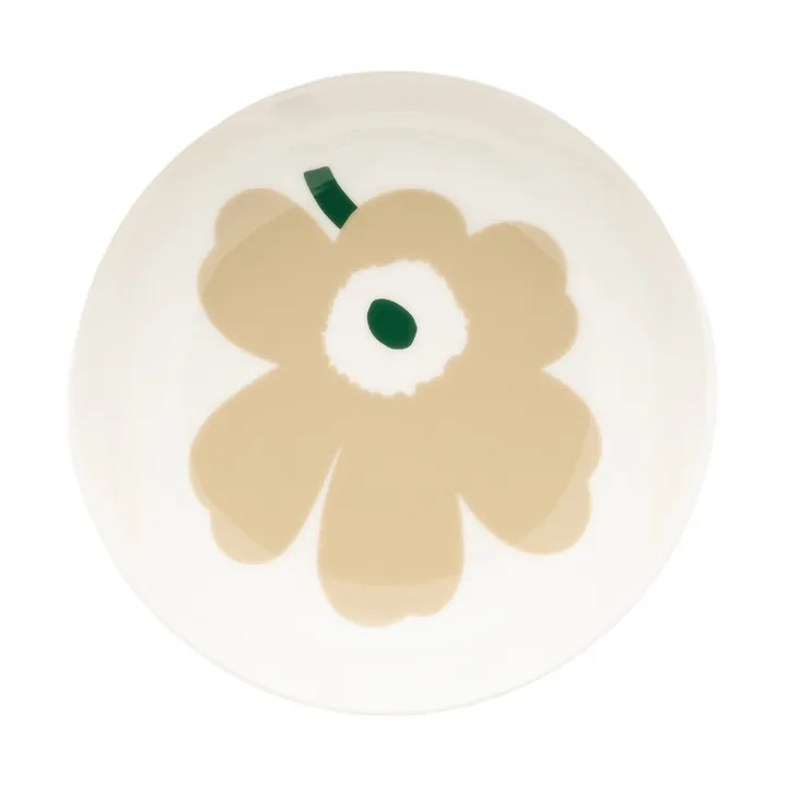 Unikko dyb tallerken - Beige-white-light sand-dark green - Marimekko