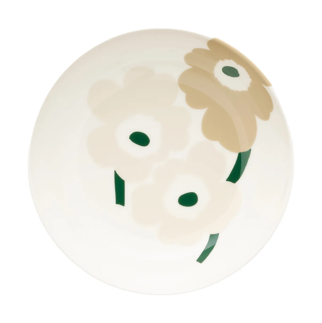 Unikko dyb tallerken, Beige-white-light sand-dark green Marimekko