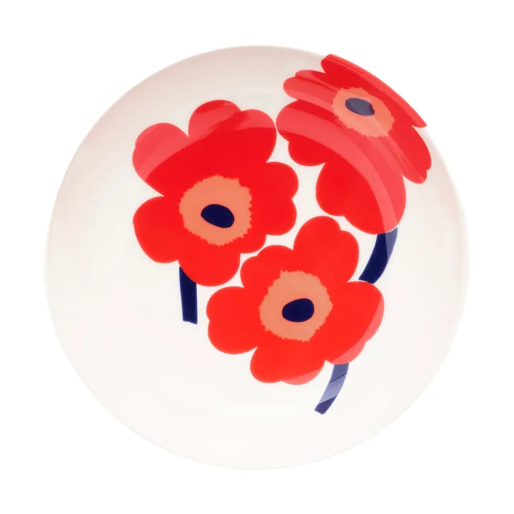 Unikko dyb tallerken - White-red-blue - Marimekko