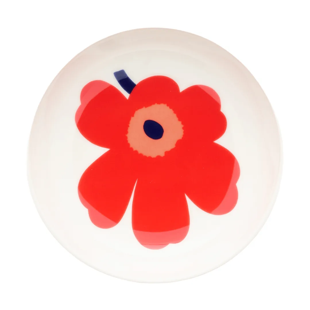 Unikko dyb tallerken, White-red-blue Marimekko