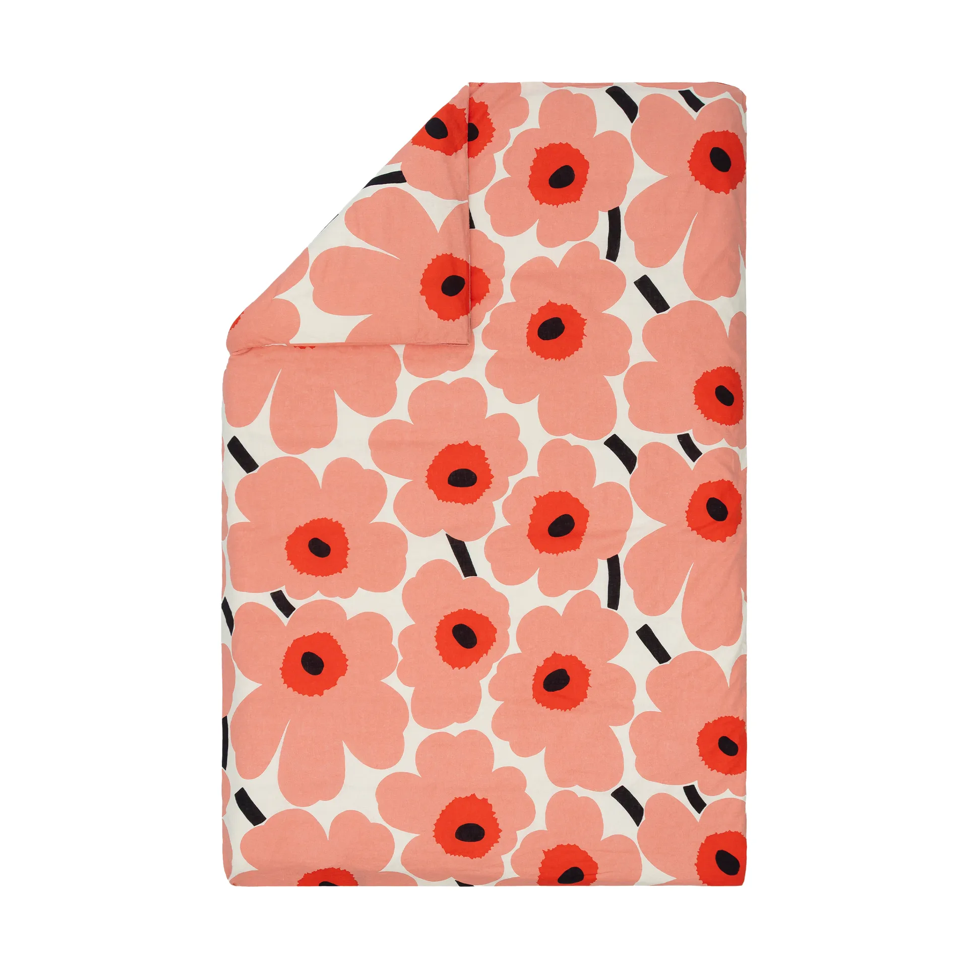Unikko dynebetræk 150x210 cm, Off white-coral-orange red-charcoal Marimekko