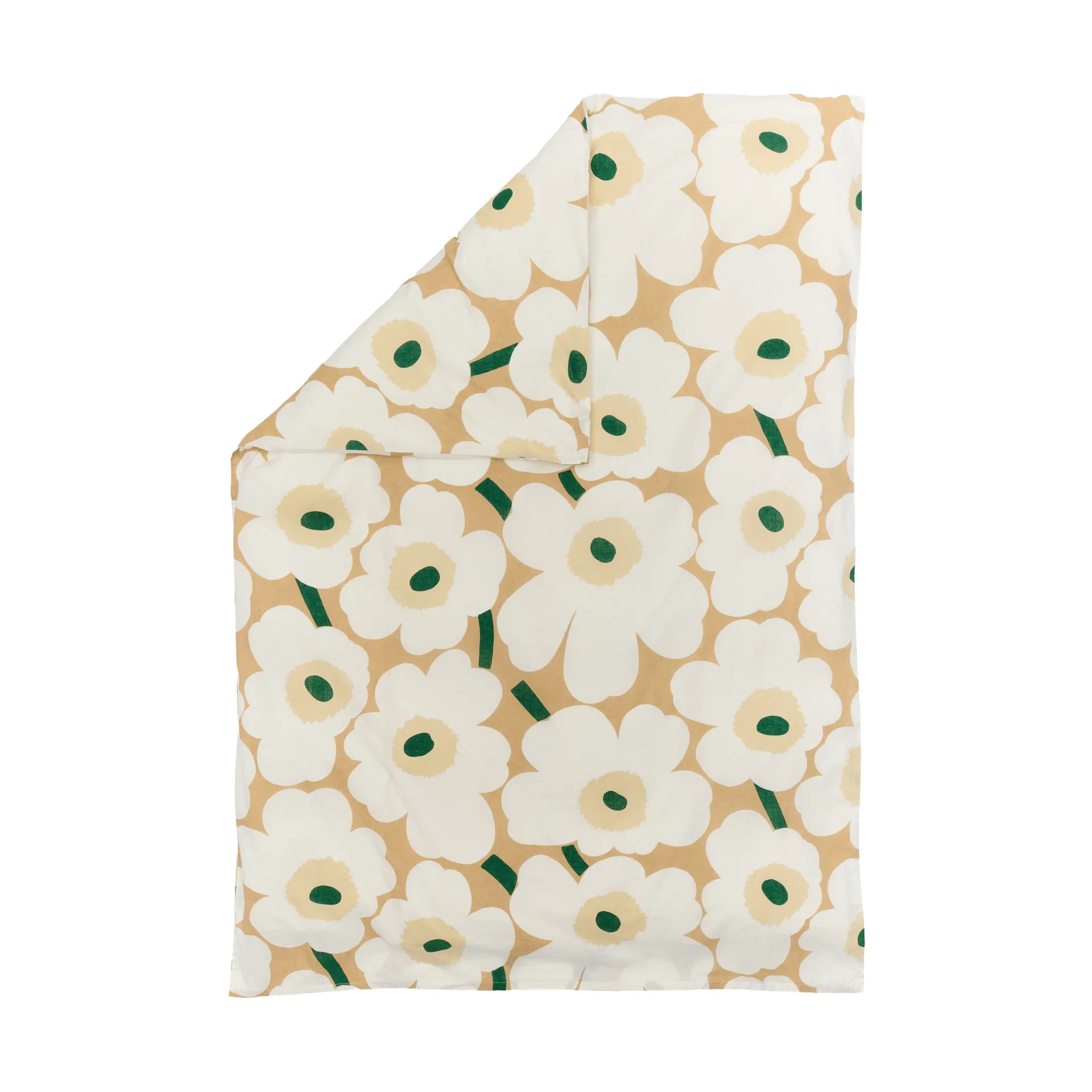 Unikko dynebetræk 150x210 cm, Sand-off white-hay-emerald Marimekko