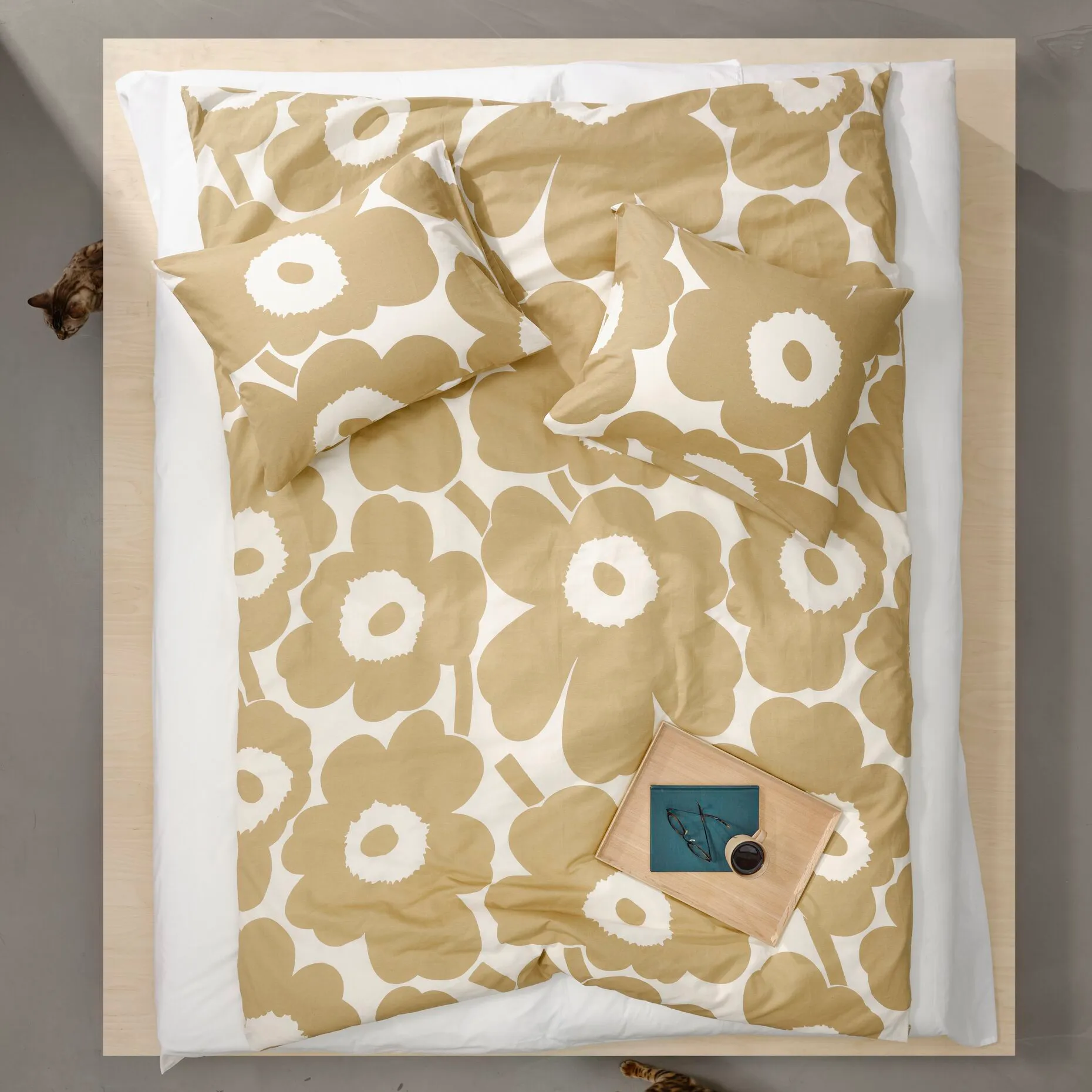 Unikko dynebetræk bomuld/hamp 150x210 cm, Beige Marimekko
