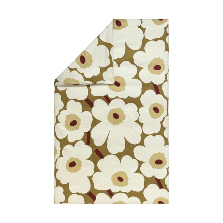 Unikko dynebetræk satin 150x210 cm - Green umber-creme - Marimekko