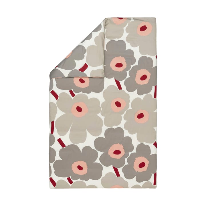 Unikko dynebetræk satin 150x210 cm, Off white-warm grey-pink Marimekko