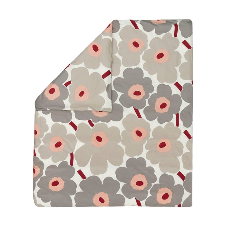 Unikko dynebetræk satin 240x220 cm, Off white-warm grey-pink Marimekko