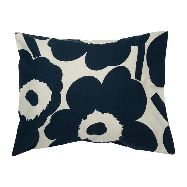 Unikko hovedpudebetræk bomuldshør 50x60 cm - Naturhvid/Mørkeblå - Marimekko