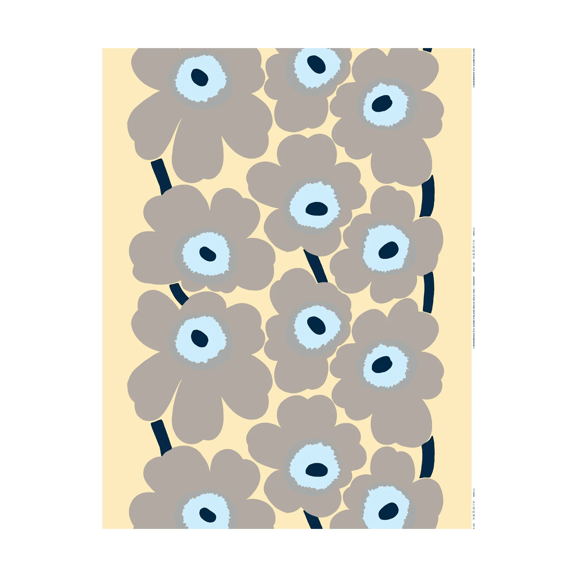 Unikko hørstof, Sand-grey-pale blue Marimekko