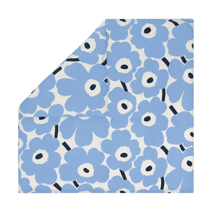 Unikko jersey dynebetræk - Off white, light blue, navy, 240x220 cm - Marimekko