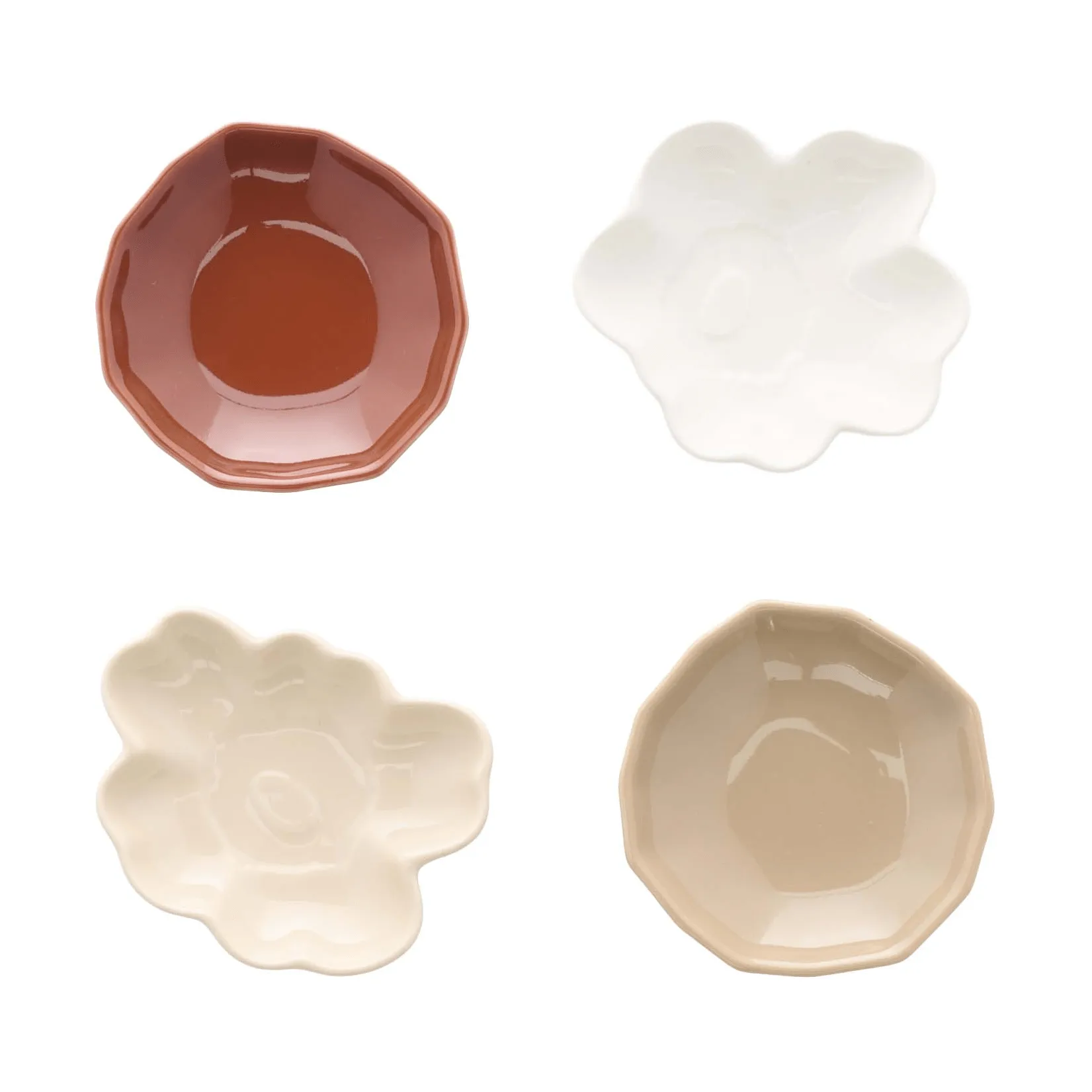 Unikko & Kivet Shape tallerken 4 dele, Beige-chestnut-white-light brown Marimekko