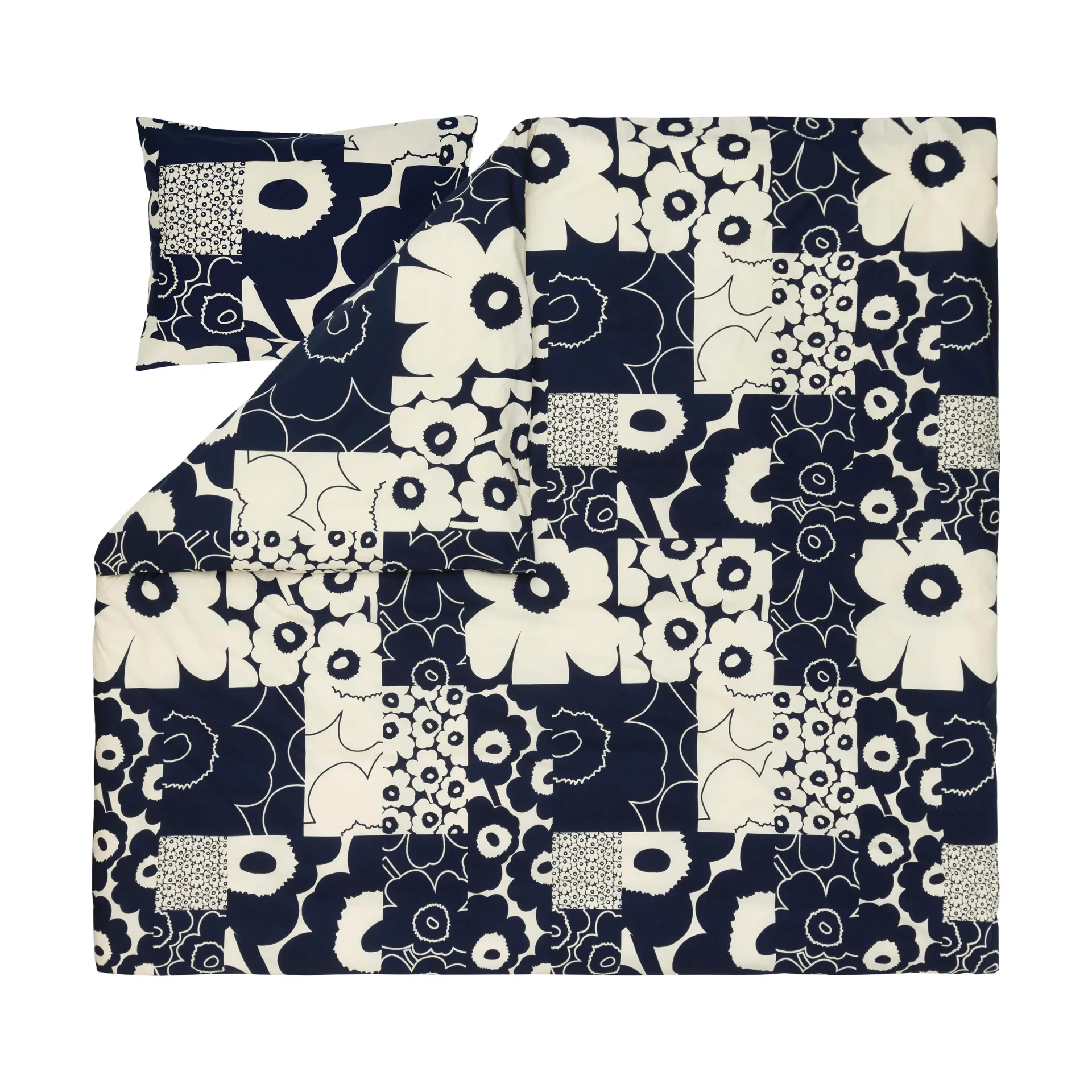 Unikko kollaasi dynebetræk 240x220 cm, Off-white-dark blue Marimekko