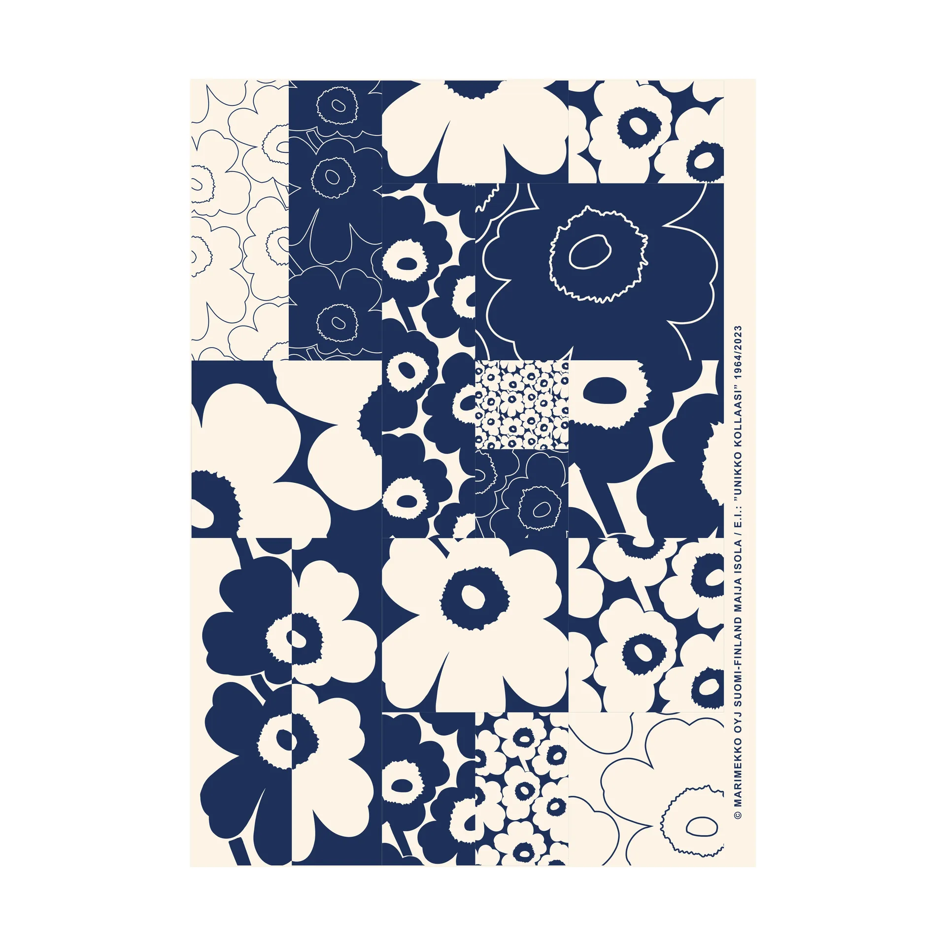 Unikko kollaasi plakat 50x70 cm, Off-white-dark blue Marimekko