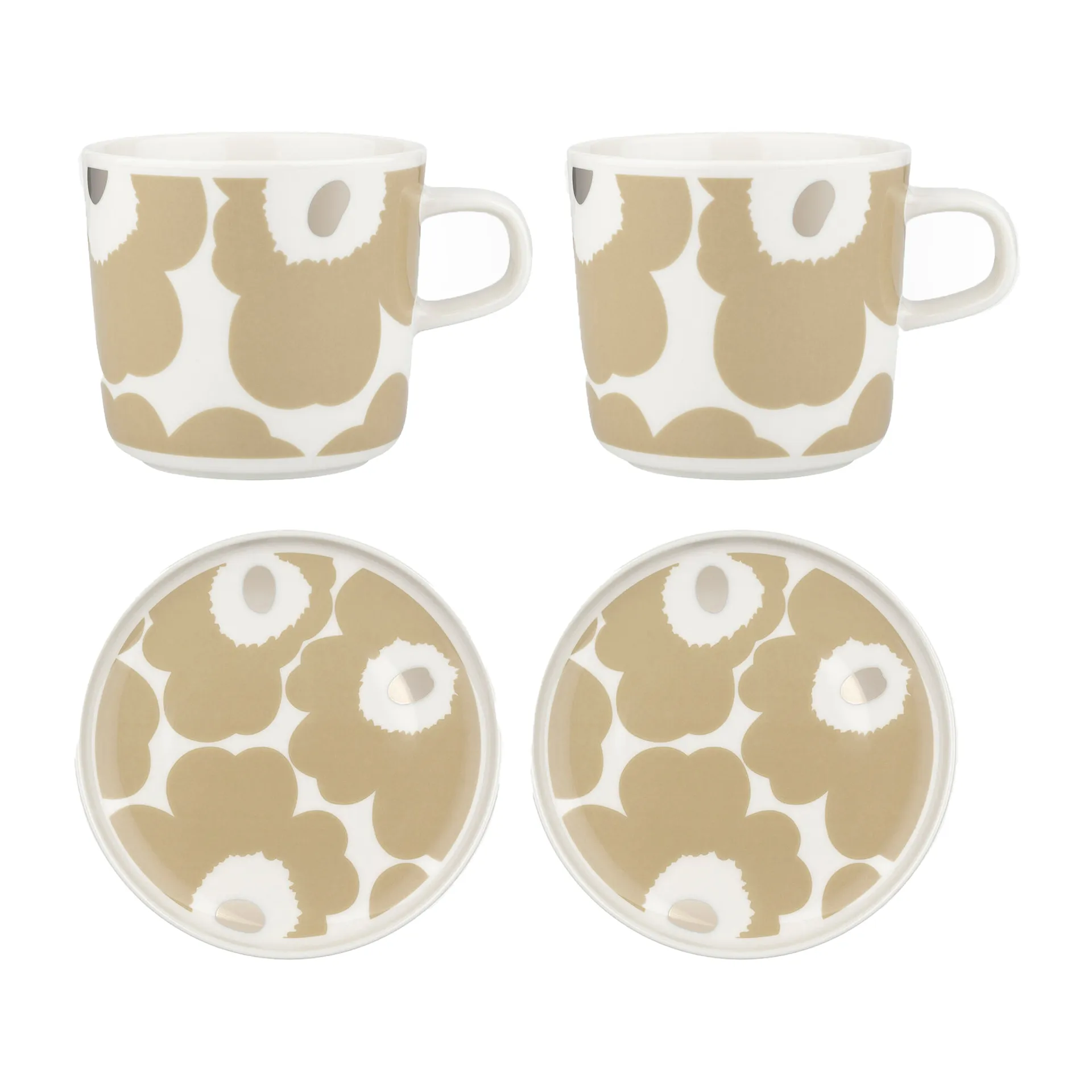 Unikko kop med underkop 20 cl 2-pak, Beige/Hvid Marimekko