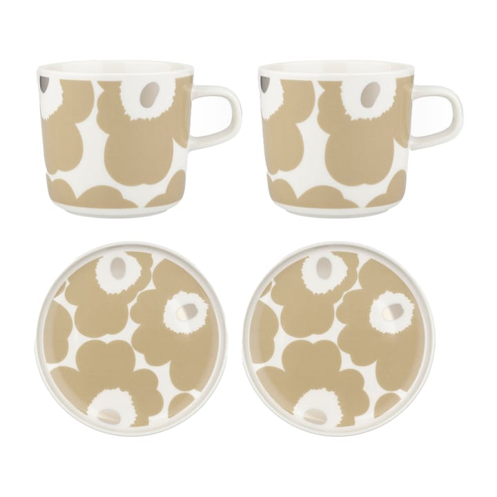 Unikko kop med underkop 20 cl 2-pak - Beige/Hvid - Marimekko