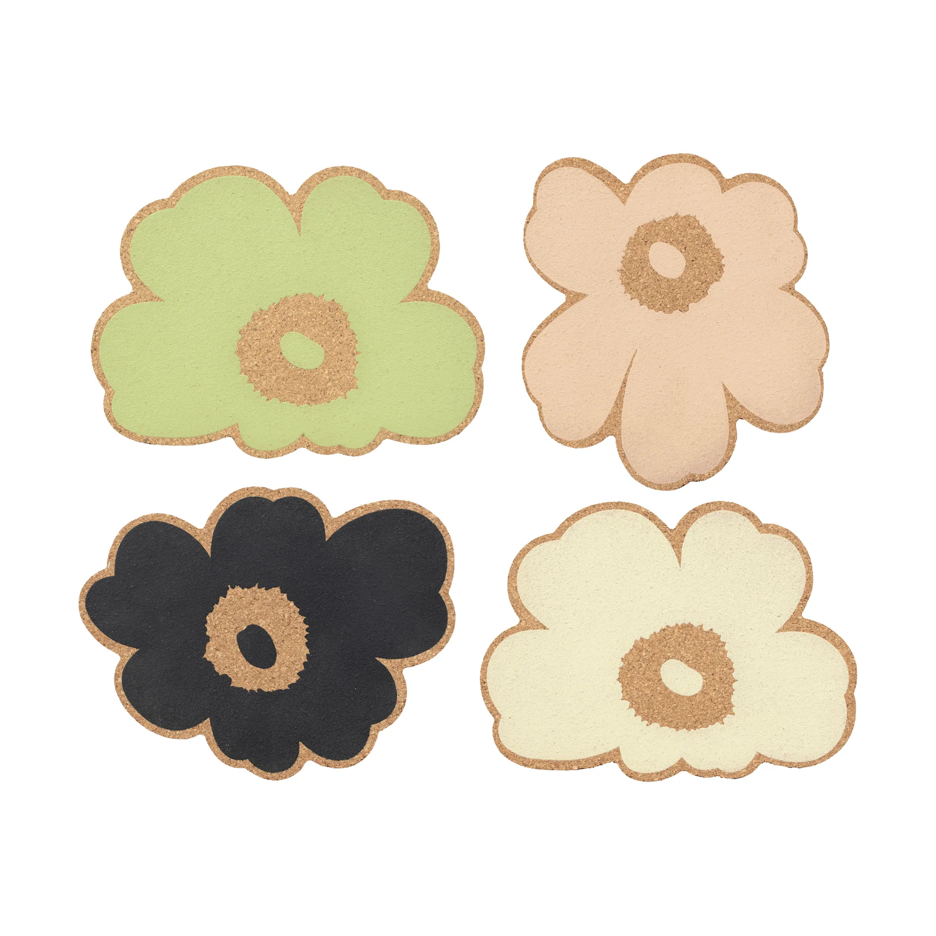 Unikko kork glasbrikker 4 dele, Multicolor-assortiment Marimekko