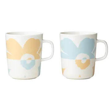 Unikko krus 2,5 dl 2-pak - White/Beige/Aqua - Marimekko