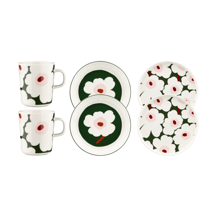 Unikko middagssæt 6 dele, Grøn Marimekko