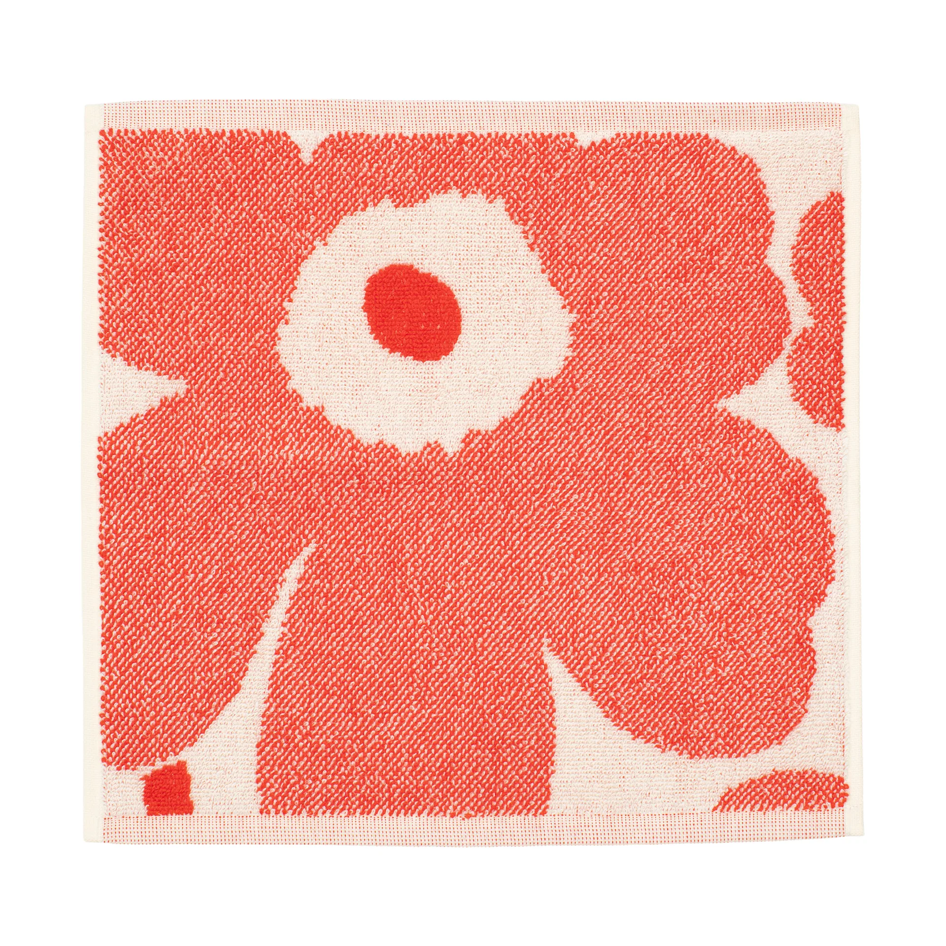 Unikko mini håndklæde 32x32 cm, Off white-orange red Marimekko