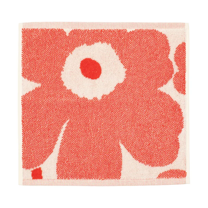 Unikko mini håndklæde 32x32 cm - Off white-orange red - Marimekko