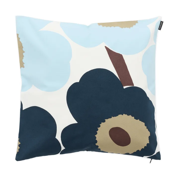 Unikko pudebetræk 50x50 cm - White-blueberry-cold blue-dark brown - Marimekko