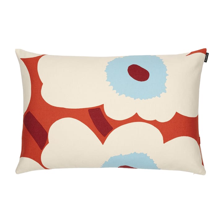 Unikko pudebetræk hør/bomuld 40x60 cm, Orange/Offwhite/Light blue Marimekko