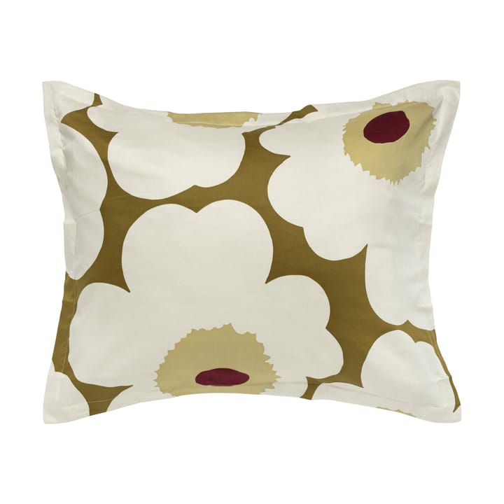 Unikko pudebetræk satin 50x60 cm - Green umber-creme - Marimekko