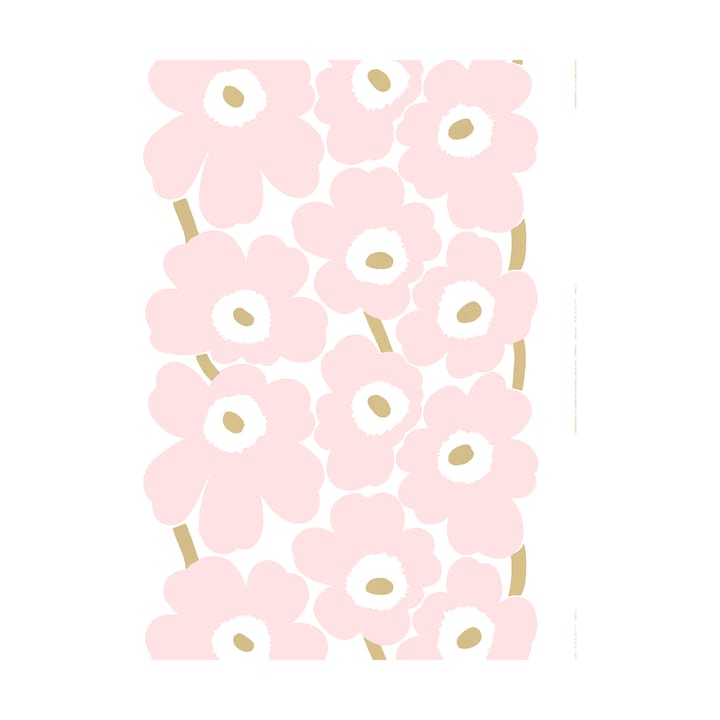 Unikko satinstof - White-Light pink-gold - Marimekko