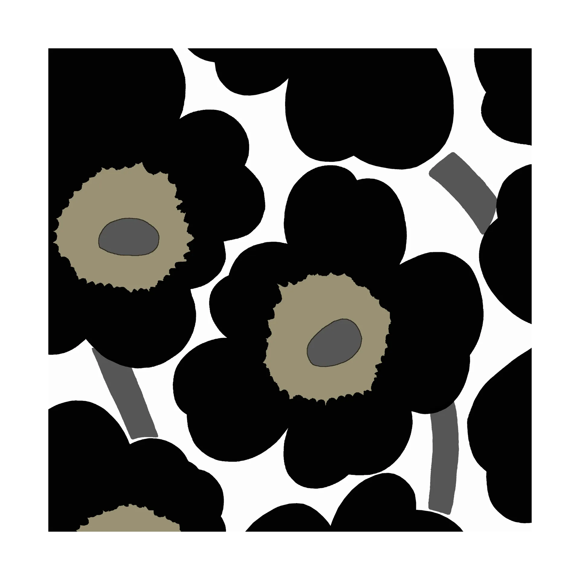 Unikko servietter 33x33 cm 20-pak, Black-White Marimekko