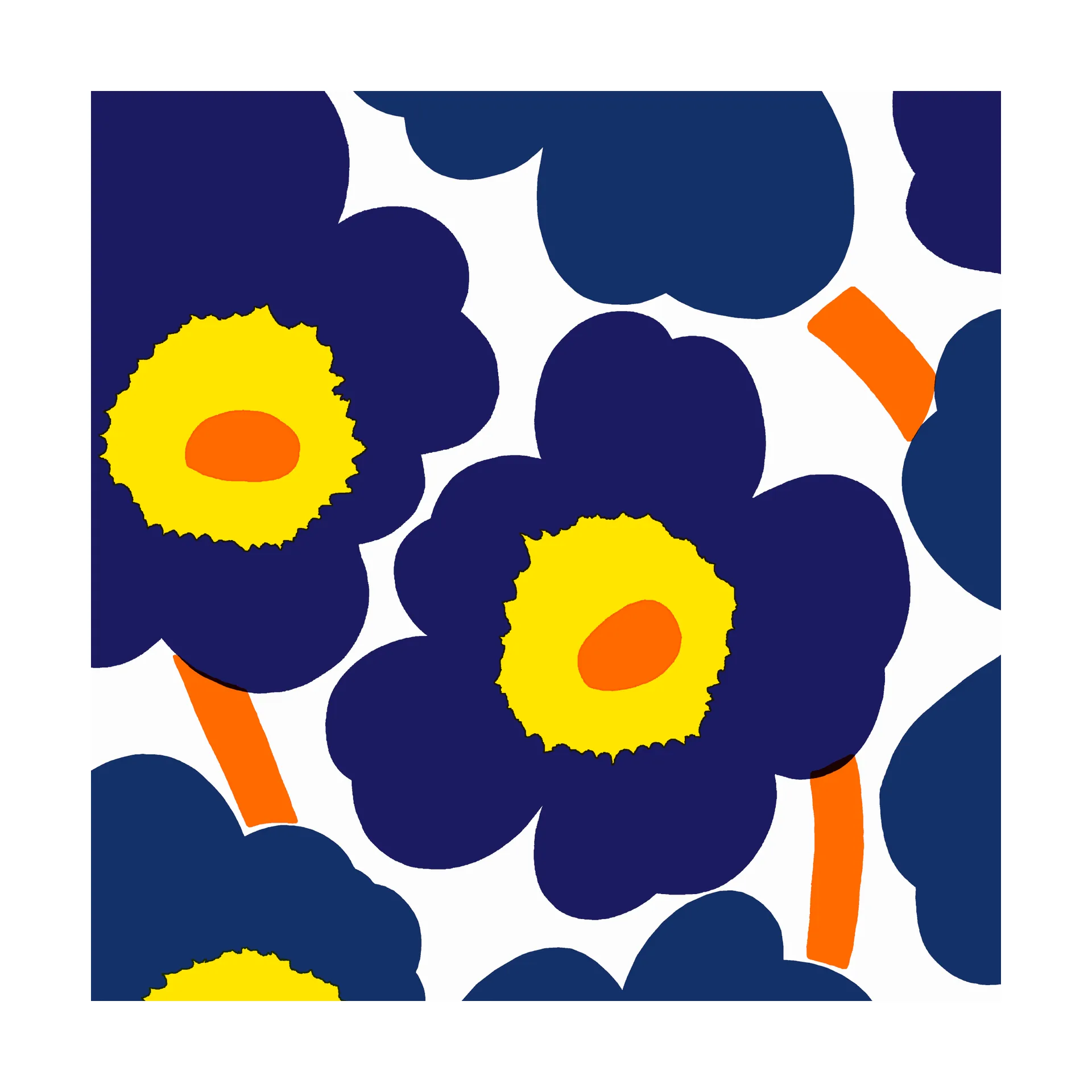 Unikko servietter 33x33 cm 20-pak, Blue-Yellow Marimekko