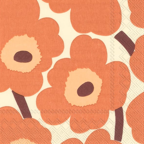 Unikko servietter 33x33 cm 20-pak - Cream/Terracotta - Marimekko