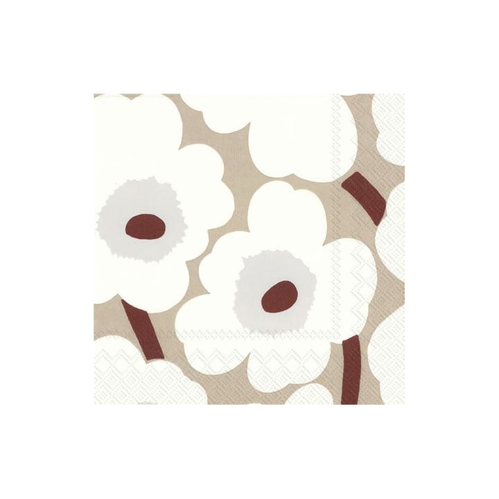 Unikko servietter 33x33 cm 20-pak - Hvid/Hør - Marimekko