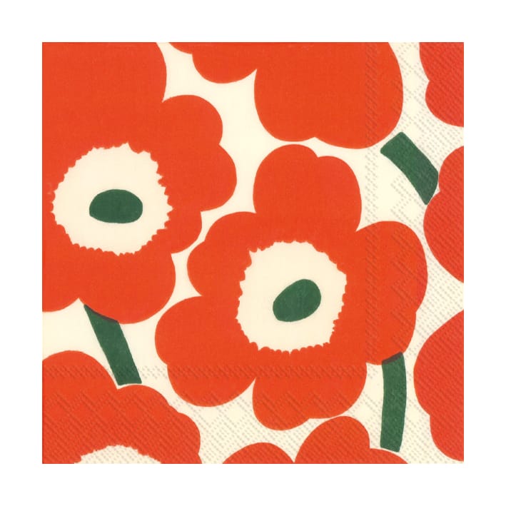 Unikko servietter 33x33 cm 20-pak - Orange/Green - Marimekko