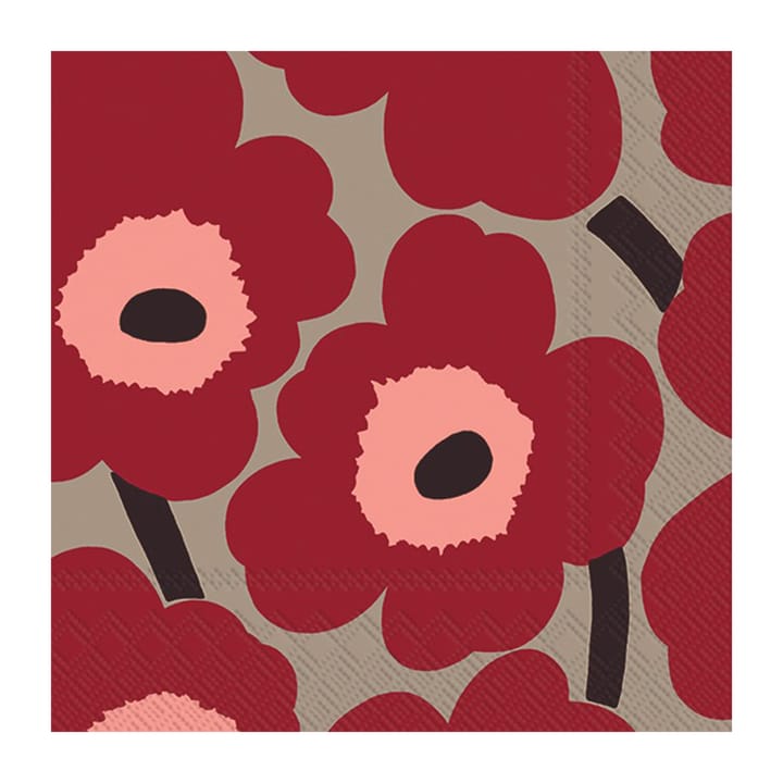 Unikko servietter 33x33 cm 20-pak - Red-linen - Marimekko